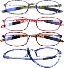 4 Pack Computer Reading Glasses Blue Light Blocking Lightweight TR90 Flexible Fr