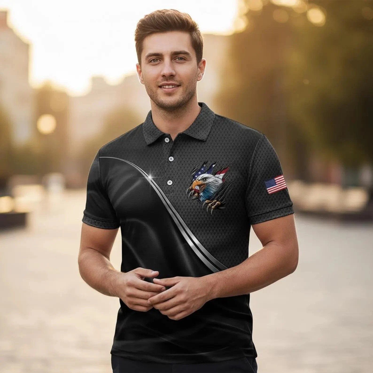 USA 250th Anniversary Polo Shirt 1776-2026 American Flag Polo Men Patriotic Polo