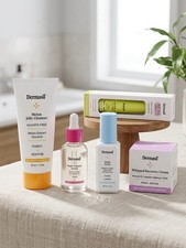 Dermasil Skin Care Set Face & Eyes Eye Roller Serum Cream Cleanser (Bundle)