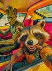 Rocket and Groot Guardians Marvel Art Card Print Artist Signed /30 ACEO S3#61