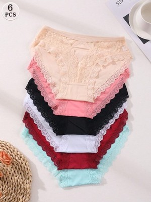 6 pack ladies seamless lace panties in practical multipack cheap24
