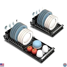 Pukomc Small Extendable Dish Drying Rack, Adjustable Dish Rack, Stainless Steel