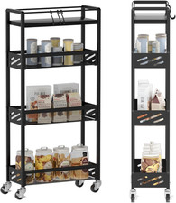 Slim Rolling Storage Cart, 4-Tier Narrow Kitchen Cart with Wheels