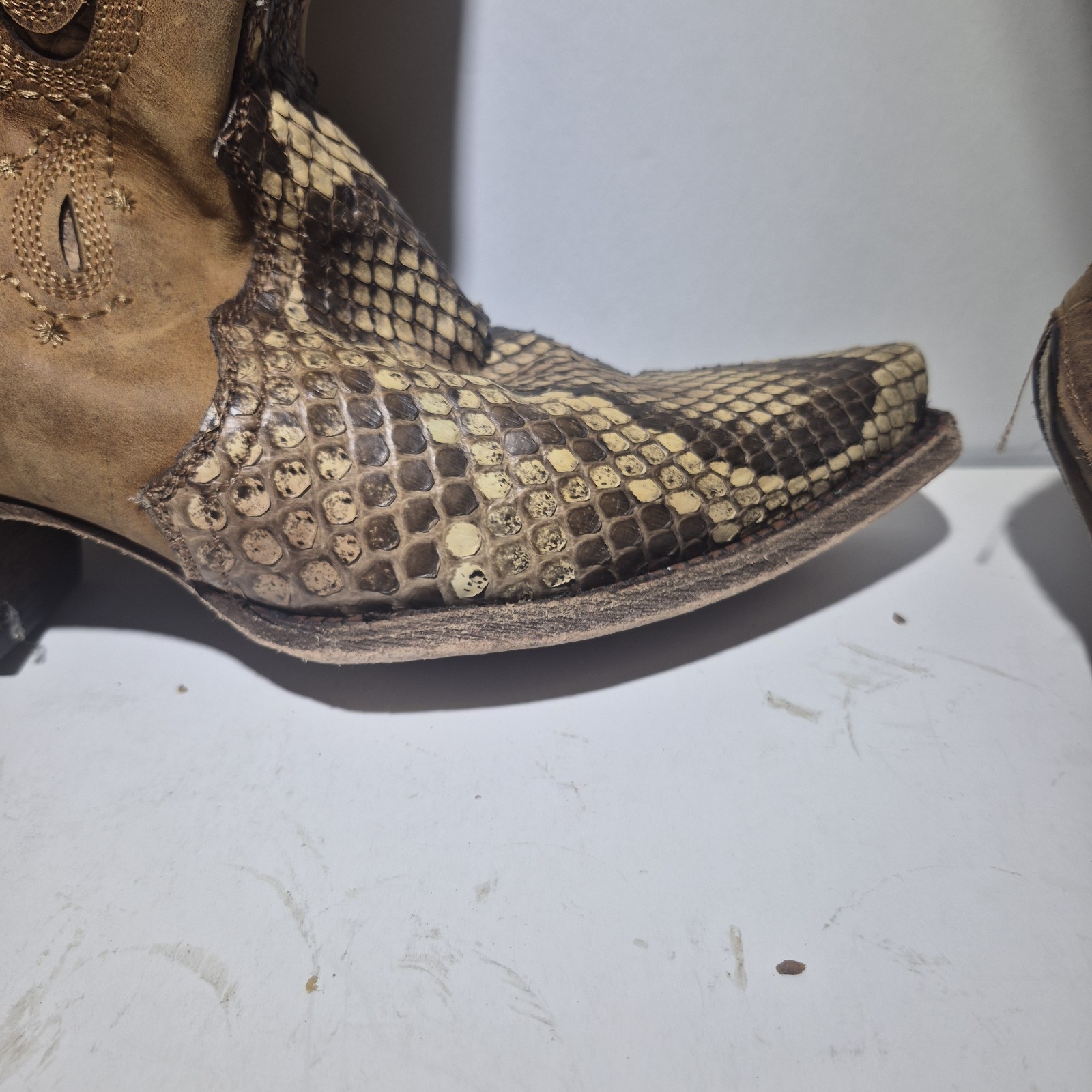 Corral Vintage Python & Leather, Inlay Distressed… - image 15