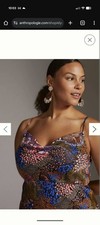Anthropologie Elyse Bias Satin Slip Dress Women's Size Medium Multicolor Floral