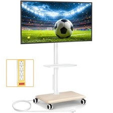 5Rcom Rolling TV Stand with Power Outlet for 32-60 inch TVs Swivel Height A...