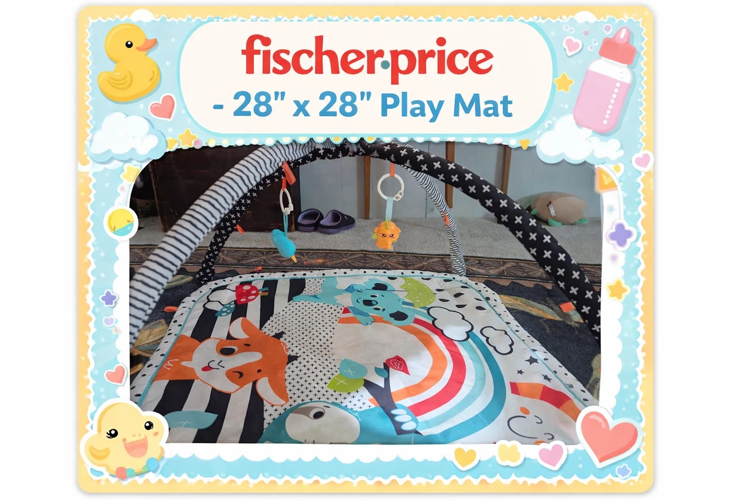 Fisher-Price HBP41 Activity Playmat - Baby Play Gym • Easy‑Fold 4 Travel
