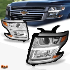 For 15-20 Chevy Suburban/Tahoe Projector Headlight W/LED DRL Chrome/Amber Pair