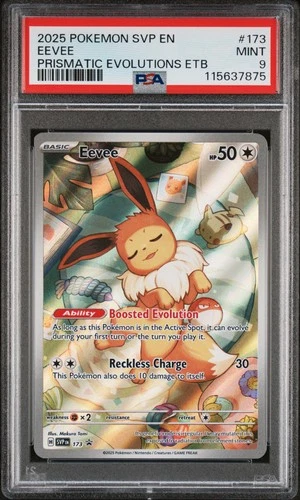 2025 PSA 9 Graded Pokemon Eevee 173/131 Prismatic Evolutions Elite Trainer Box