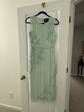 Mac Duggal Mint Green Sage Sequined Evening Wedding Dress Size 6