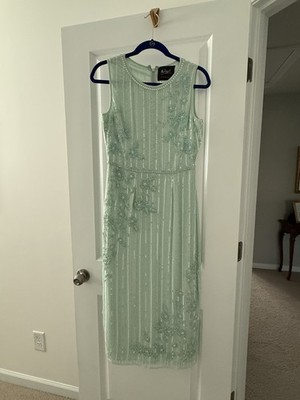 Mac Duggal Mint Green Sage Sequined Evening Wedding Dress Size 6 | eBay