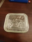 Federal Glass Refrigerator Dish Lid Vintage, Embossed Fruit Pattern, 4.5" x 5"