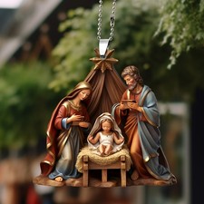 7pcs Religious Nativity Decor Acrylic Pendants Christmas Ornaments Holiday Decor