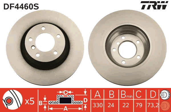 Disque de frein TRW DF4460S pour remplacer un freinage usé