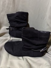 Black Textile Ankle Bootie Buckle Round Toe Women's Boots Size 10