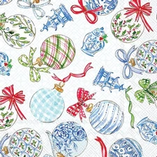 IHR Ideal Home Range 3-Ply 5"x5" Cocktail Napkins – Blue Ornaments