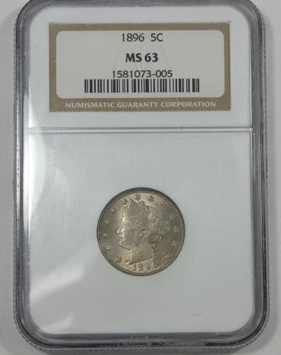 1896 Liberty/"V" Nickel CERTIFIED NGC MS 63  5c