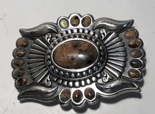 VINTAGE WESTERN AGATE STONE COWBOY COWGIRL BELT BUCKLE