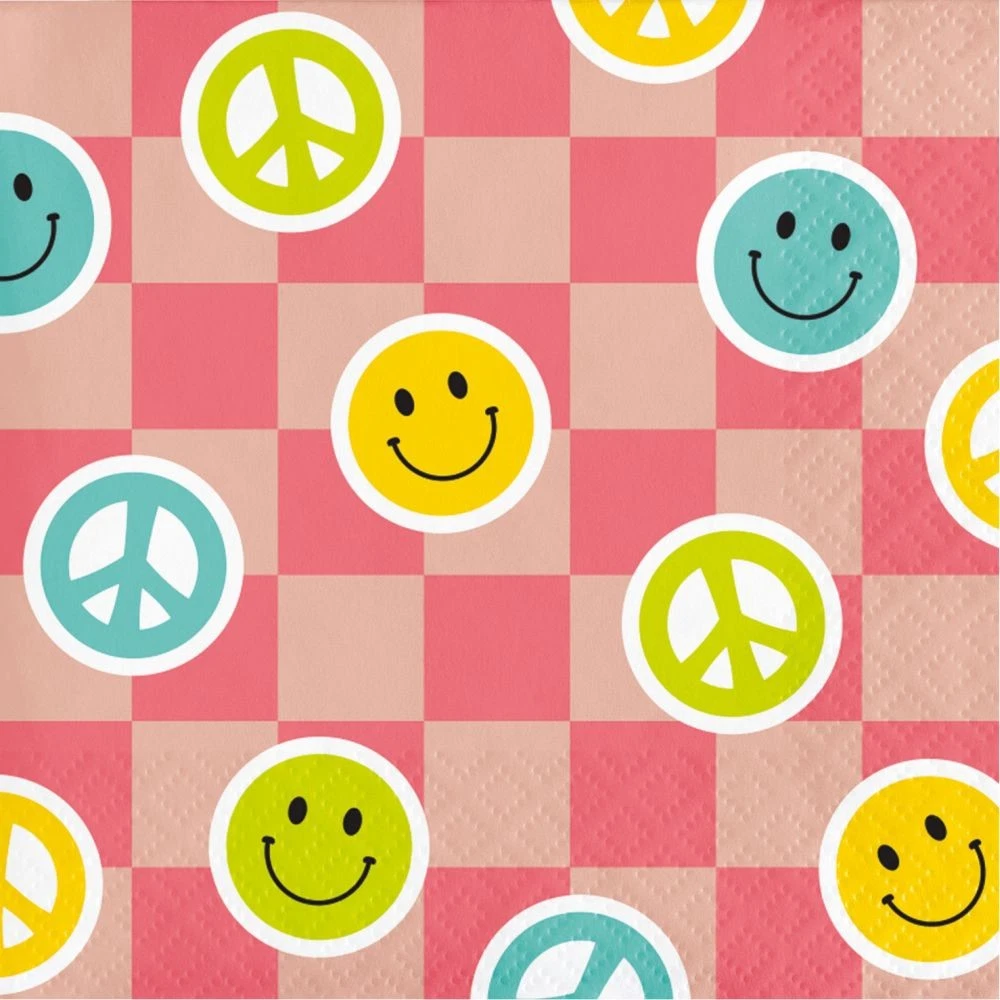 Creative Converting Flower Power Beverage Napkins - Thumbnail 3