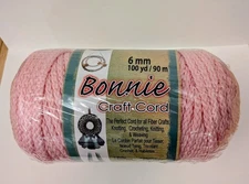 Bonnie Macrame Craft Cord 6mm 100yd Pink