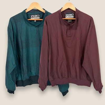 Lot of 2 Zero Restriction Golf Pullover Jacket Men Medium Green Burgundy