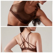 NWT Athleta Solace Bra A-C in Size Medium Toasted Brown Shine Color