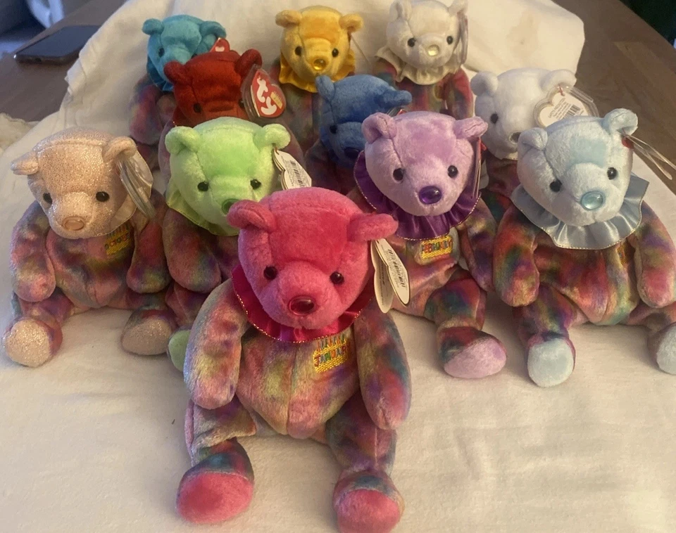 Ty Beanie Babies Birthday Bears X 11 With Neck Ruffle (May Absent). Perfect 2001 - Image 2 of 4