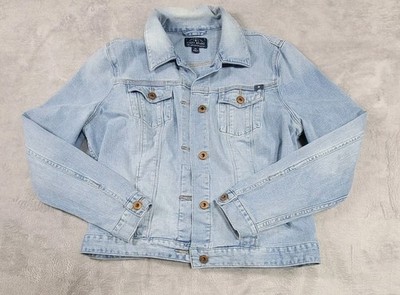 Lucky Brand Dixie Denim Jacket Womens Sz XL Collared Blue EUC