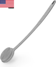 Silicone Back Scrubber for Shower, 17In Lengthen Long Handle Body Brush, Double