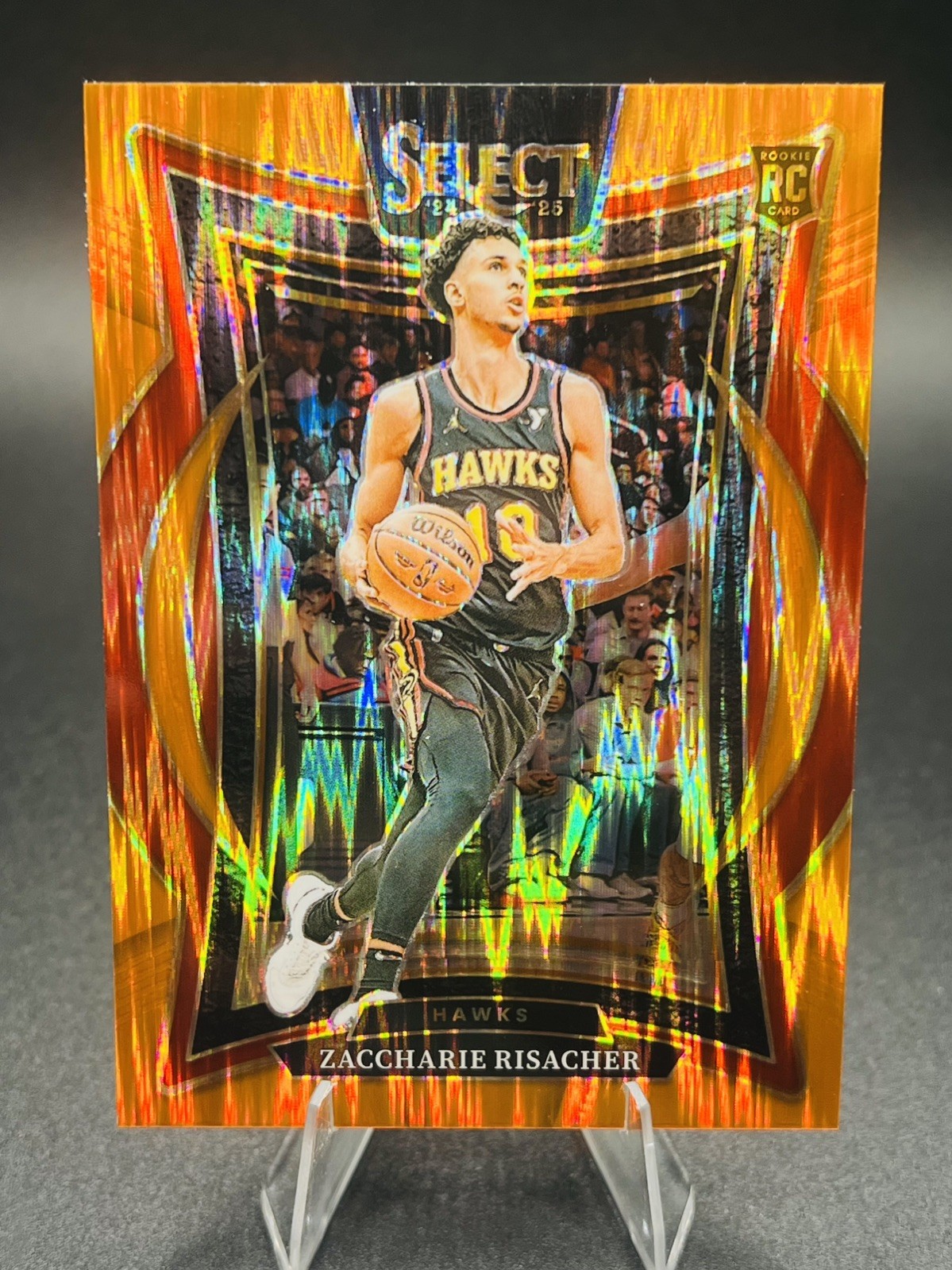 2024-25 Panini Select - Concourse Zaccharie Risacher #86 Orange Flash Prizm (RC)