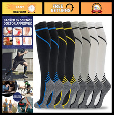8 Pairs Compression Socks 20-30 mmHg Knee High for Men  Women - Athletic, Trave