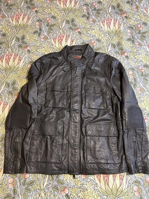 Superdry Men s Black Leather Jacket. Size xL