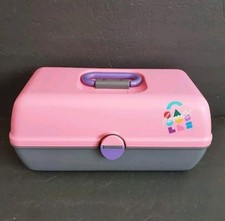 Caboodles Pink Gray Purple Makeup Train Travel Case Large Plastic Glam Vtg 90s