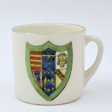 VTG CARLTON CRESTED CHINA MINIATURE MODEL OF TEACUP - QUEENS COLLEGE CAMBRIDGE