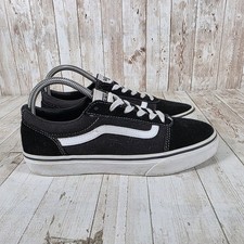 Vans Ward Low Top Sneakers Black White Suede Canvas Skate Womens 7.5 Youth 6