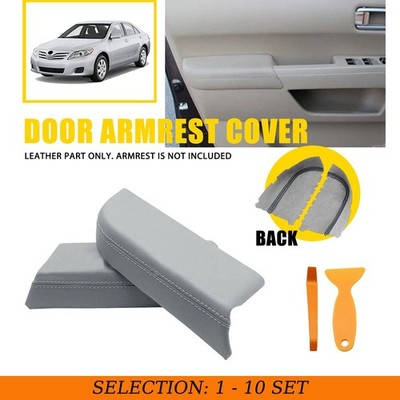 2-20X Gray Skin Front Door Panel Armrest Cover Leather Fit Honda Pilot 2009-2015