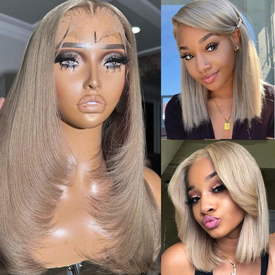 Smavida Ash Blonde Hd Transparent Blunt Cut Ash Blonde Bob Wig Human Hair Pre