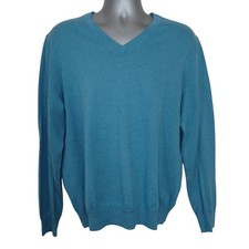 Brooks Brothers Supima Cotton V Neck Sweater Mens L Teal Preppy Casual Classic