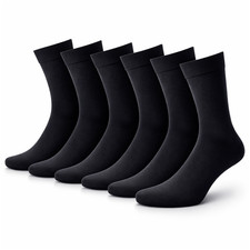 Mens 6 Pairs Bamboo Socks Black Plain Soft Breathable Dress Work