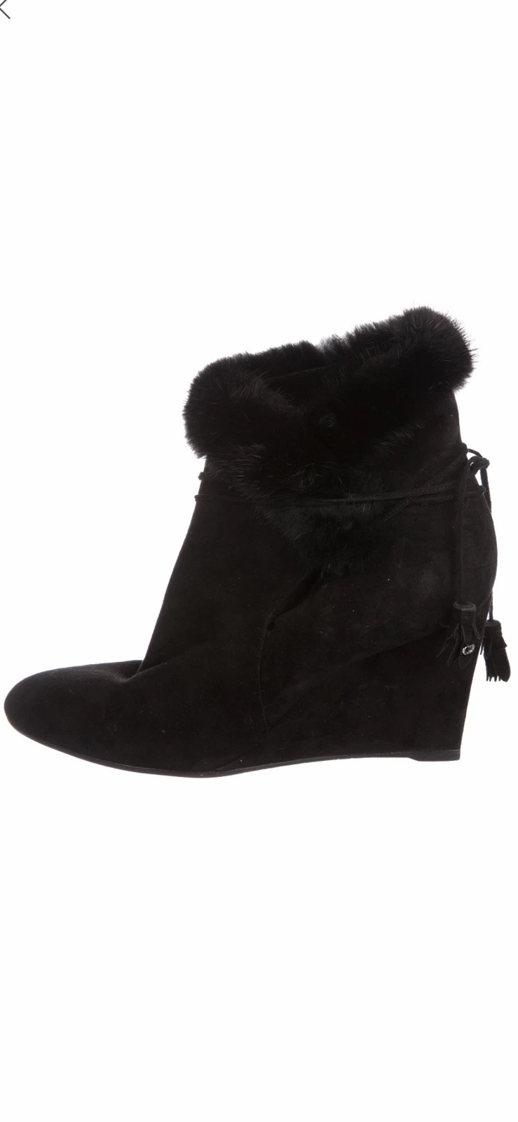 Bottes corsées en daim noir Christian Dior, vison, taille 40 ; origine 1