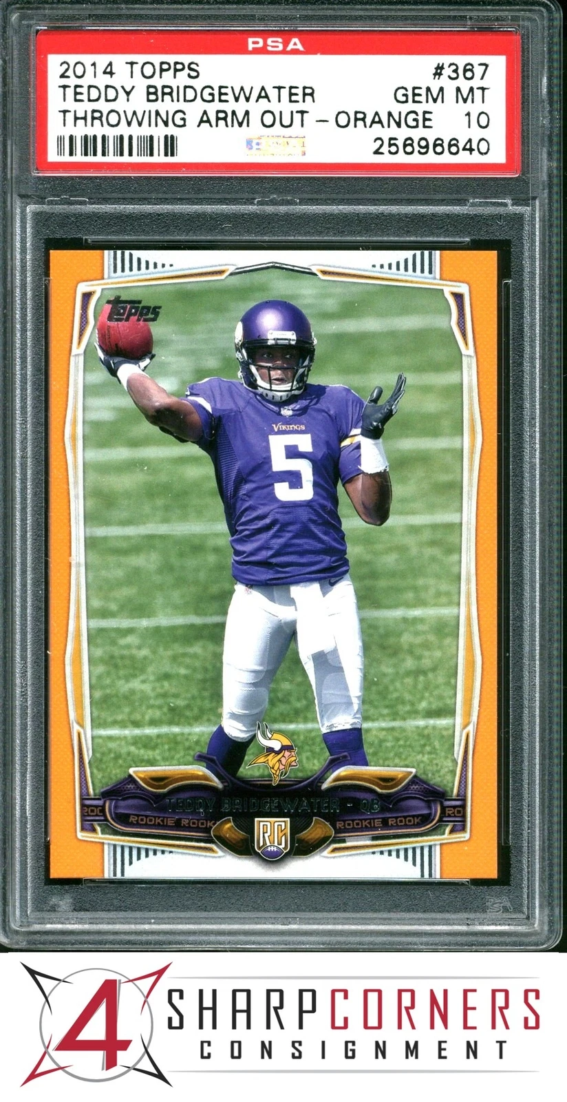 Teddy Bridgewater Topps #367 Throwing Arm Out-Orange