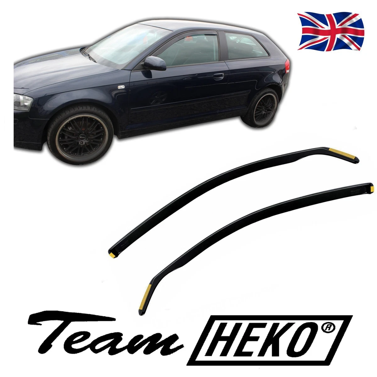 FRONT HEKO TINTED WIND DEFLECTORS for AUDI A3 8P 3 doors 2004 2012 2pc