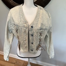VTG Original LA Gear Cropped Acid Wash Blue Jean Denim Jacket Large Y2K 80s 90