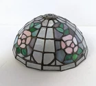 Vintage Handmade Stained Glass Lampshade Tiffany Style with Pink Roses