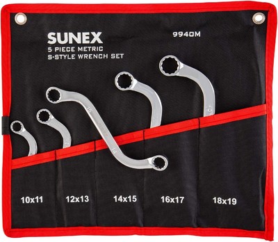 SUNEX TOOLS 9940M Metric S-Style Wrench Set, Fully Polished, 10 x 11mm 