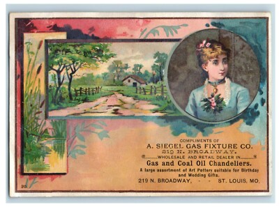 1880's A. Seigel Gas Fixture Gas Coal Oil Chandeliers Trade Card P75