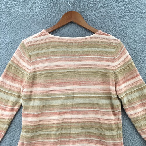 Lauren Ralph Lauren Sweater Womens M Brown Pink Striped Cotton Blend Long Sleeve - Picture 9 of 11