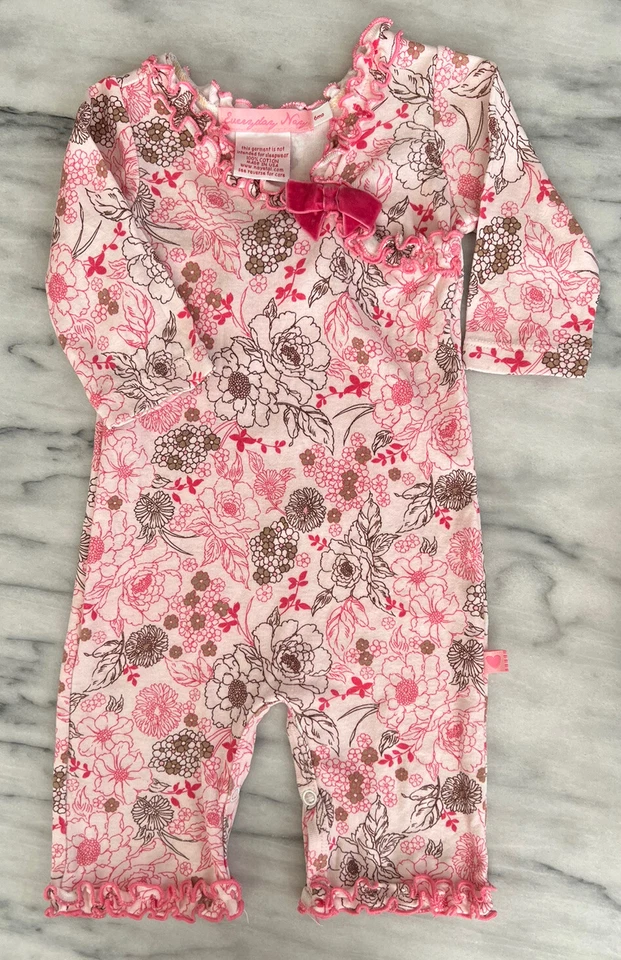 Manta de una pieza Everyday Nay para bebé niña 6M rosa floral algodón broches de presión 2 piezas Foto 2 de 4