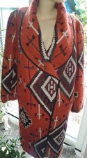 Ladies Gorgeous Aztec Blanket Wrap Style Coat Bust 40" Length 39" Uk 12