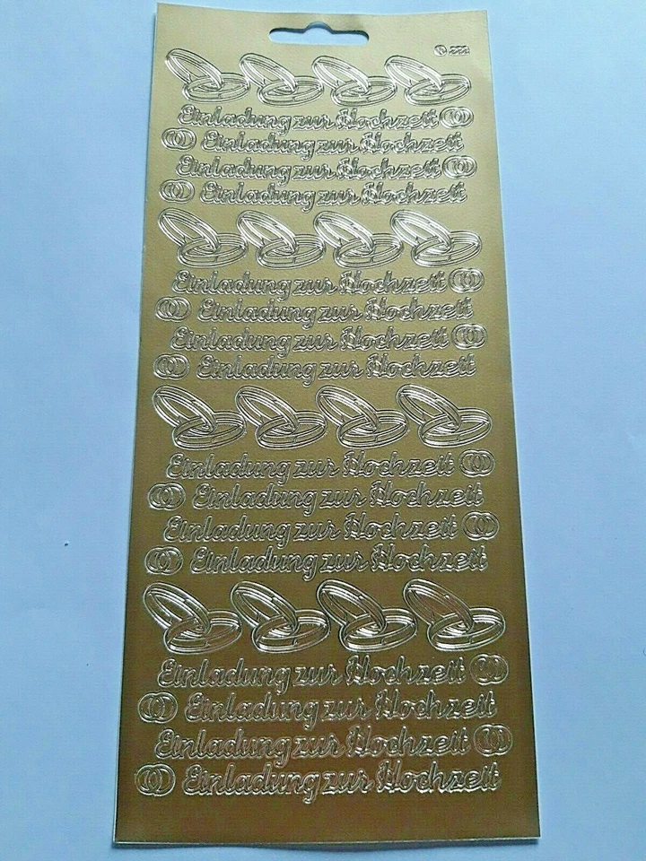 1 Sticker-Bogen/gold/silber selbstkleb.mit Schriftzug Hochzeit/Einladung, Menü - Bild 2 von 2